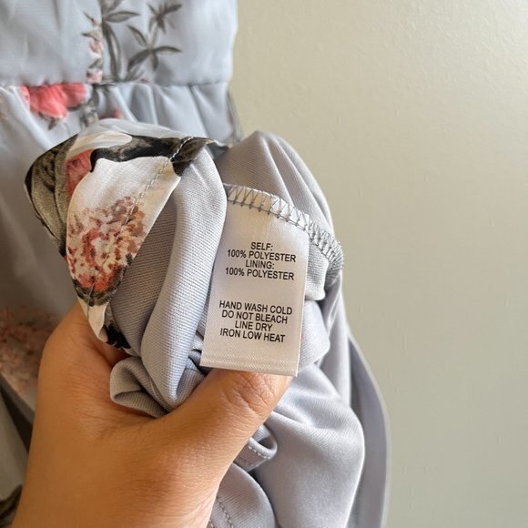 Lulu's Verona Off-the-Shoulder Lace‎ Dress Light Blue Floral Print Womens… - Picture 10 of 13